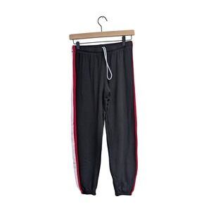 Michael Lauren Jogger‎ Sweatpants Loungewear Cozycore Racing Stripe Black Red S